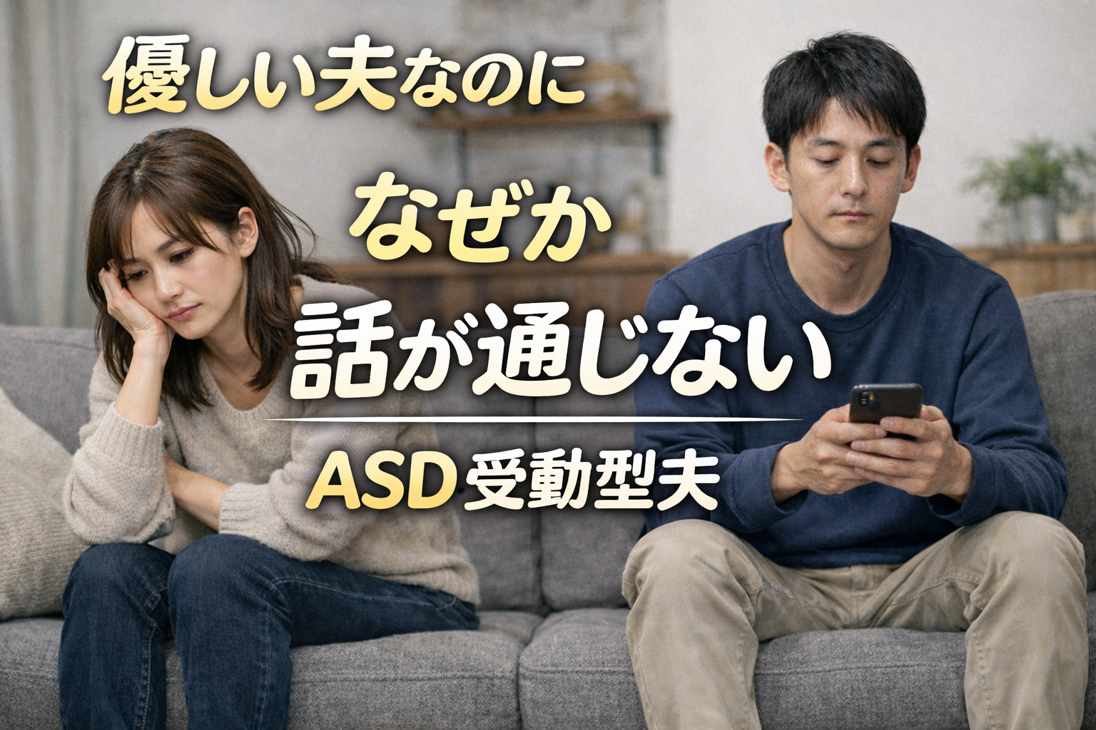 ASD受動型の夫とカサンドラ状態の妻｜話が通じない夫婦関係のイメージ