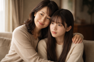 母親との距離が近過ぎて息苦しさを感じている娘のイメージ（親子共依存）